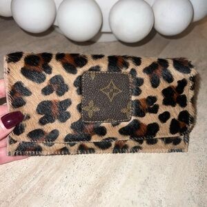 Leopard Hide Fur Leather Wallet Billfold Clutch NTW Purse Bag Fashion Cowhide